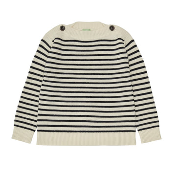 Boatneck trui - ecru/dark navy - FUB